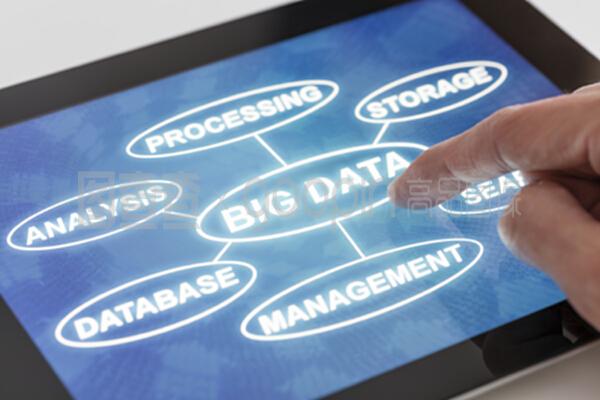 点击平板电脑上与大数据相关的单词